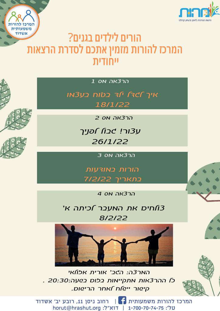 המרכז להורות משמעותית אשדוד המרכז להורות משמעותית אשדוד